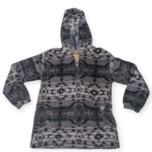 Koolaburra by UGG Womens Small Black Aztec Brushed Back Sherpa Hoodie Pullover